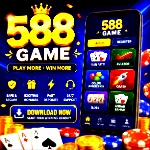588 Game app icon with a premium gold "588" logo on a dark blue background, representing the mobile gaming application.