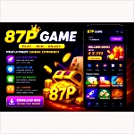 87P Game app icon with gold logo on a purple background