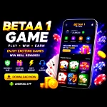 Betaa 1 Game APK download featured image showing the mobile gaming app interface with bonuses and online games.