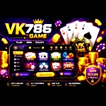 VK786 Game app icon with a gold logo on a purple background and casino-themed elements.